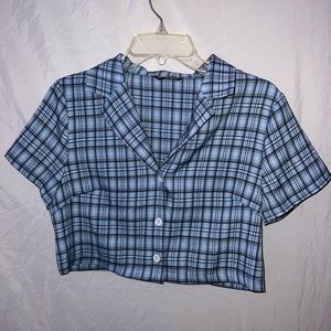 Cropped button up collared shirt